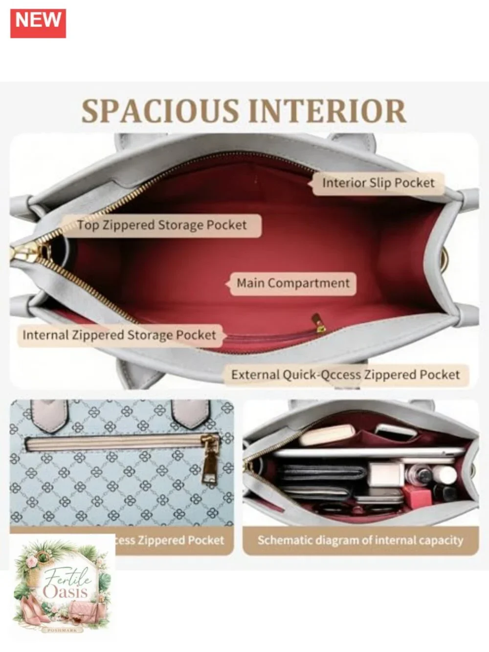 PU Leather Satchel Handbag Set with Bow - Spacious Tote Shoulder Bag with